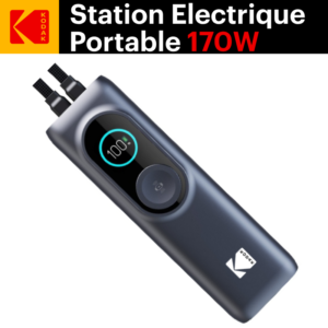 Batterie externe solaire 170W Kodak – Recharge ordinateur portable USB-C