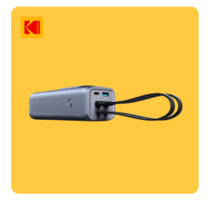 Vue latérale de la station solaire portable Kodak Pocket Power 170W avec ports USB-C et USB-A