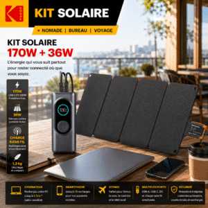 Kit Générateur Solaire Pocket power 170W + 36W Panneau solaire portable USB-C